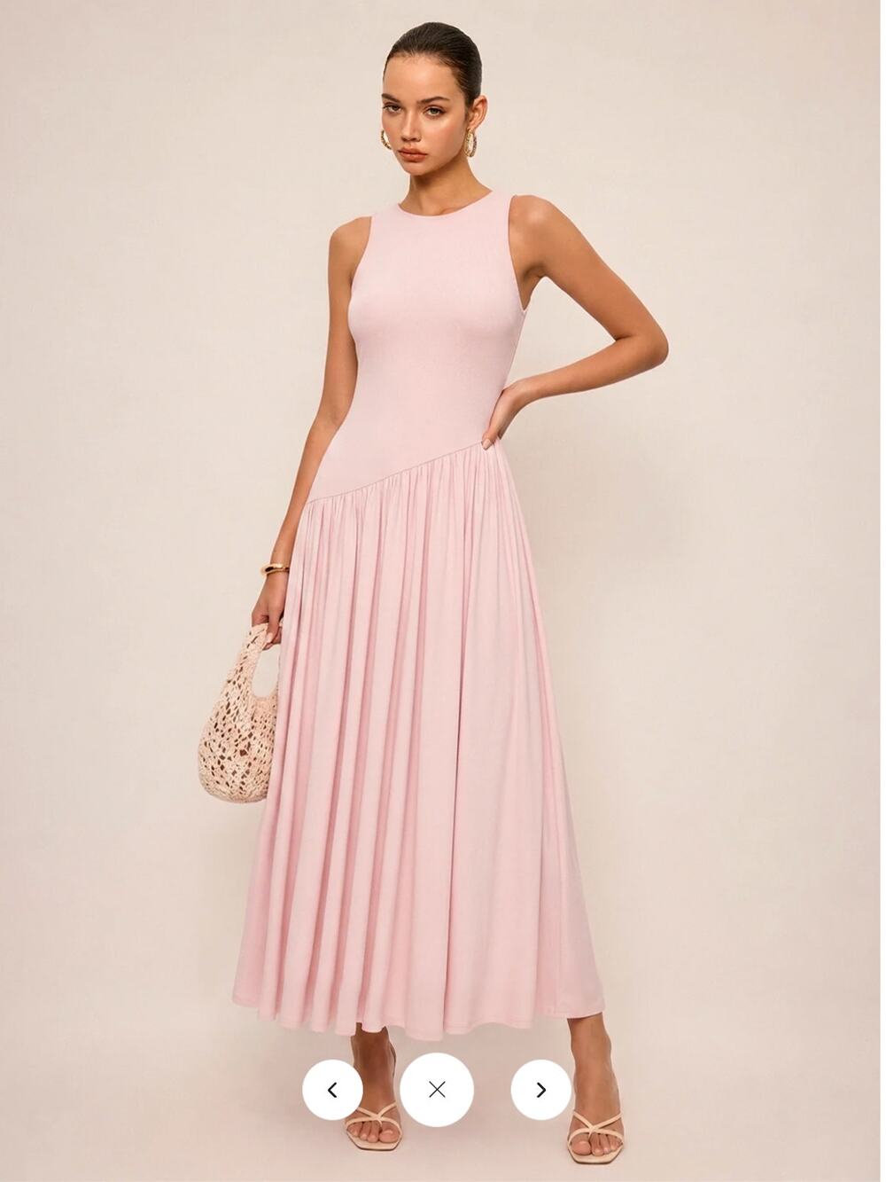 NWT Commense Asymmetric Sleeveless Backless Midi Dress Sz L